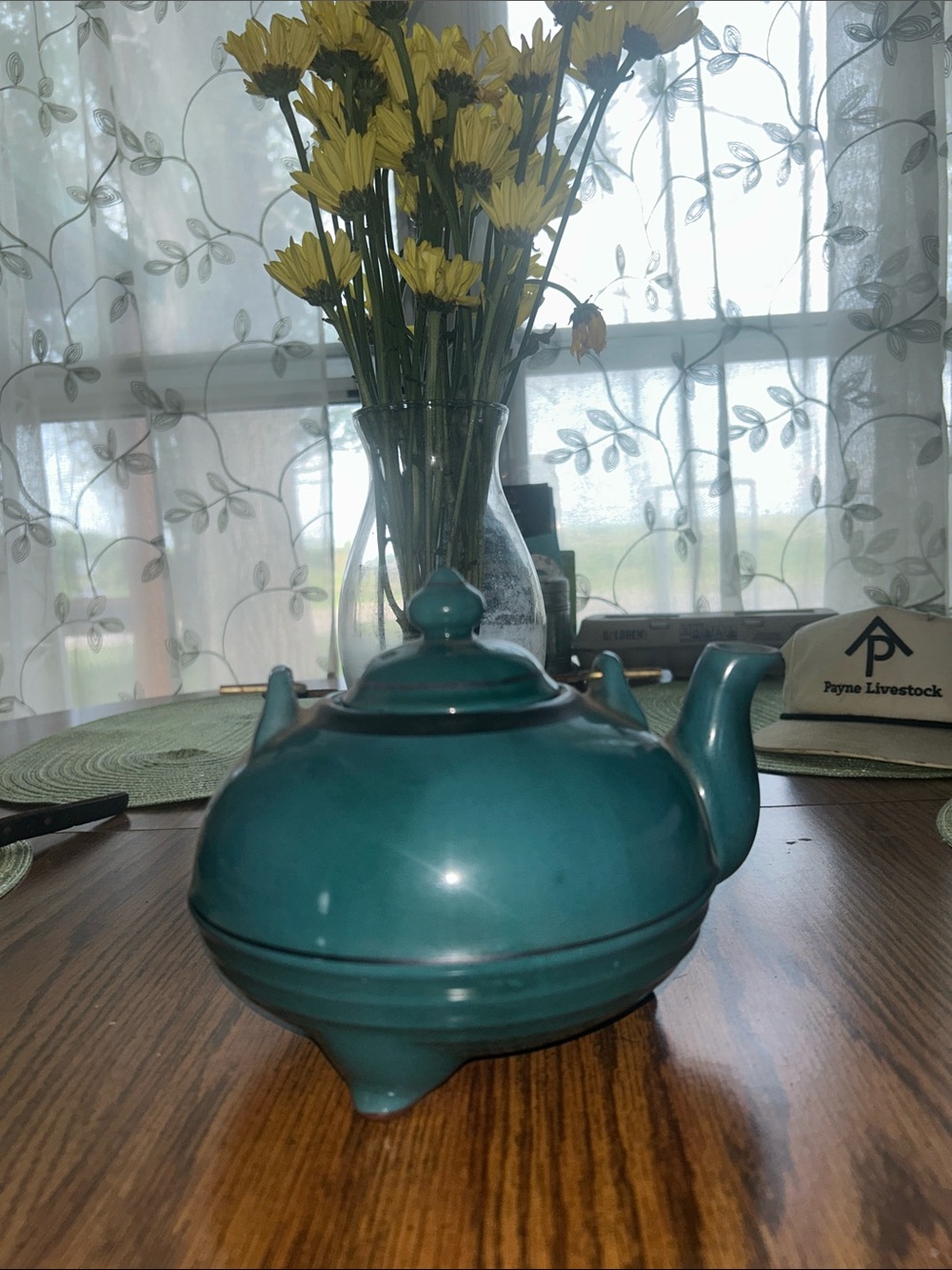 Teal Ceramic Teapot with Lid